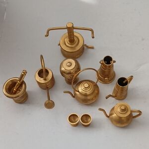 Elegant Brass Miniature Kitchen Pieces.